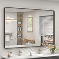 55x40 Inch Bronze Bathroom Mirror, Brushed Bronze Metal Frame Mirrors by CHARMOR