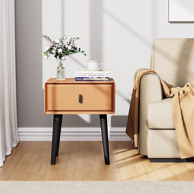 VICITON Nightstand, Fully Assembled Bedside Cabinet Mid Century Night Stand - Image 6