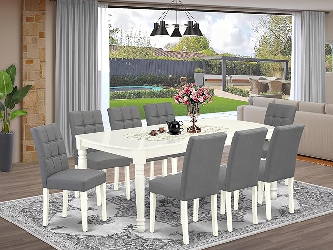 East West Furniture DOAS9-LWH-41 9 Piece Dining Table Set Includes A Kitchen - Image 2