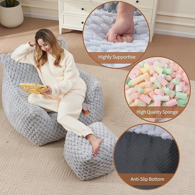 Big Bean Bag Chairs for Adults Cozy Giant Bean Bag Sofa Chair, Gaming Bean Bag - Image 6