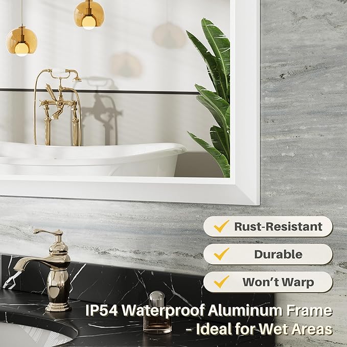 24x36 Inch White Bathroom Mirror - Image 3