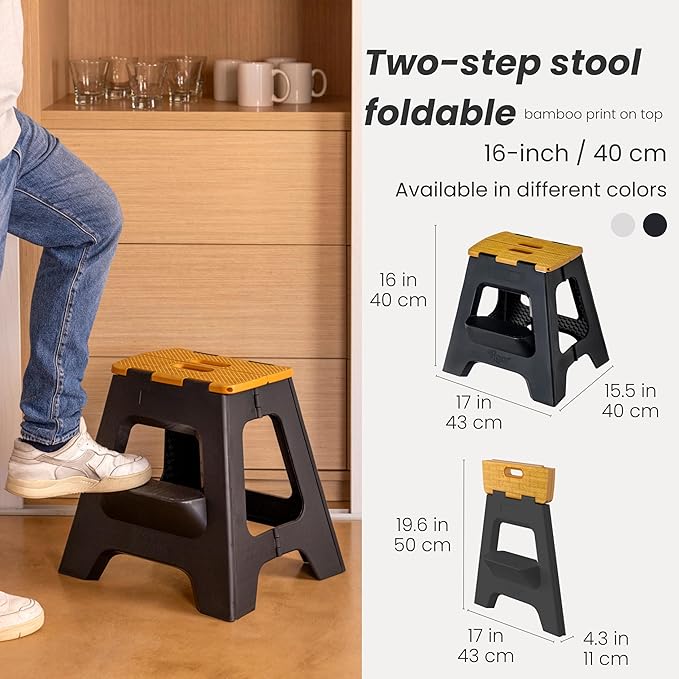Vigar Compact Step Stool Foldable, 16-inch Two-Step Stools - Image 2