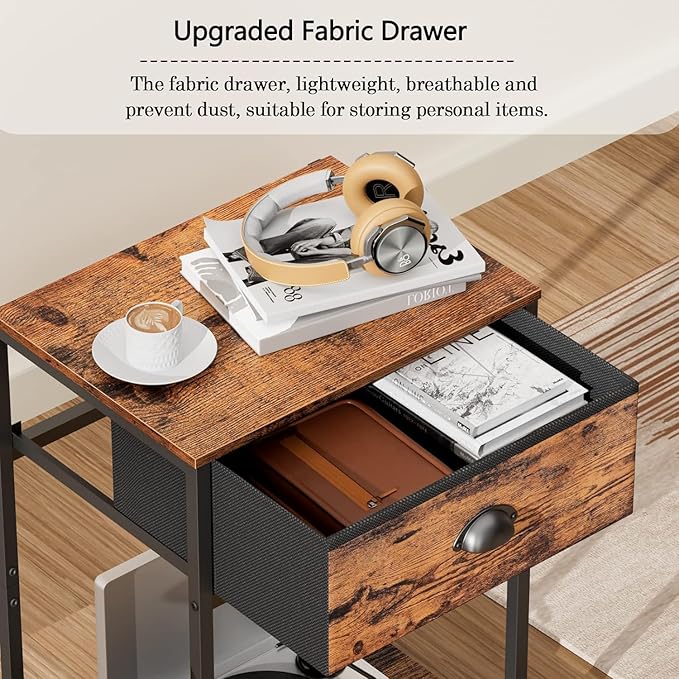 Furologee Nightstands Set of 2, Industrial End Table - Image 5