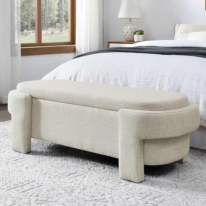 KEIKI 51" Linen Ottoman Bench - Image 5