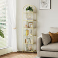 Homhedy Bookshelf Arched Display Racks, Metal Bookcase, Tempered Glass Shelves by Homhedy