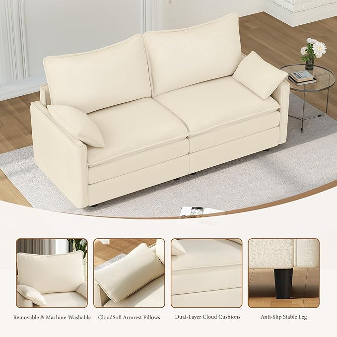 Vesgantti 74" Loveseat Sofa for Living Room, Comfy Cloud Couch Deep Seat - Image 5