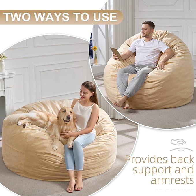 Hobestluk 5FT Bean Bag Chair Giant Bean Bag Chairs - Image 3