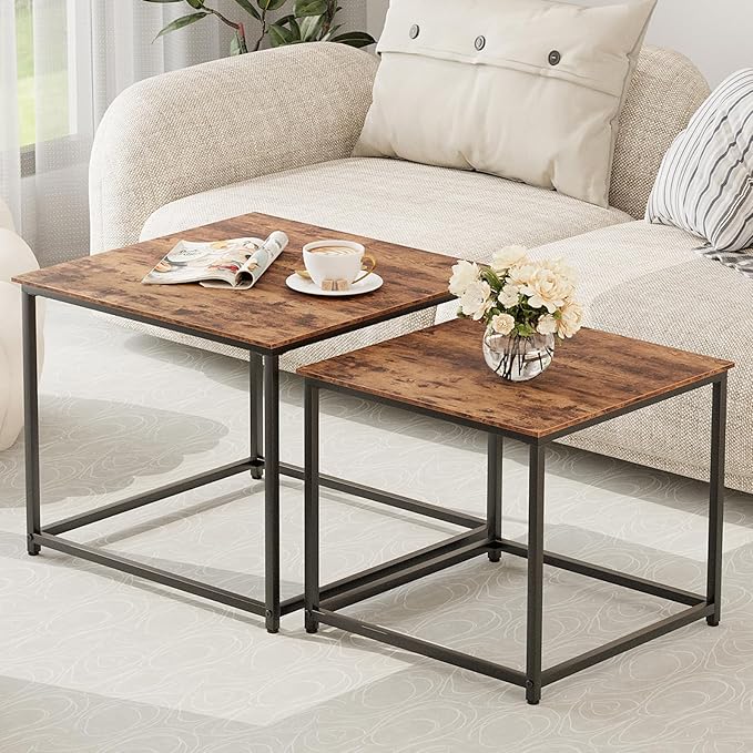 Garden 4 you Coffee Table Set of 2, Modern Engineered Wood Nesting Table - Image 3