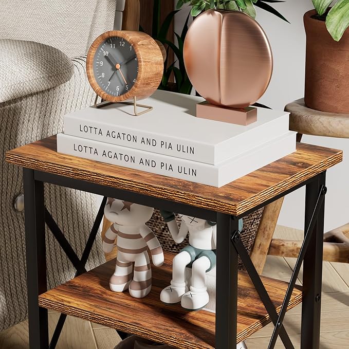 VECELO Modern Nightstands X-Design Side End Table Night Stand - Image 8
