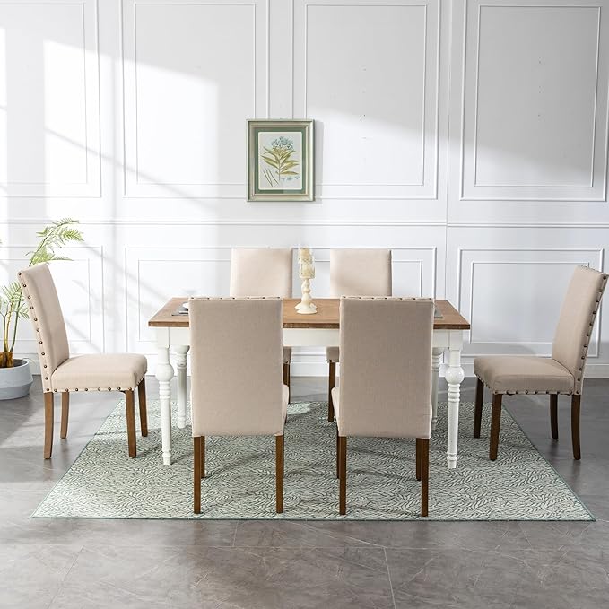 Parsons Kitchen Dining Chair Set Room Modern Upholstered Stylish Fabric High - Image 5
