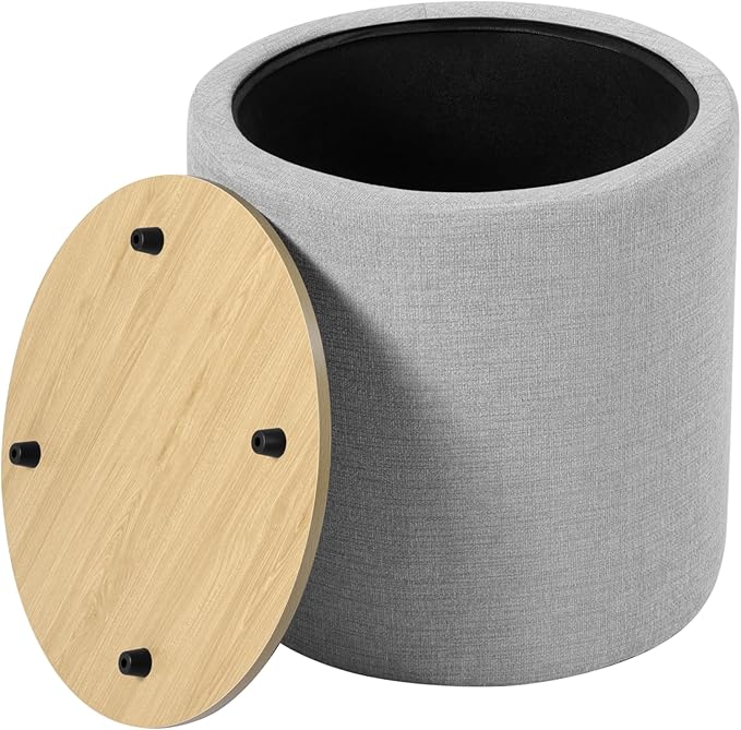 HomePop Storage Ottoman with Wood Top - Image 8