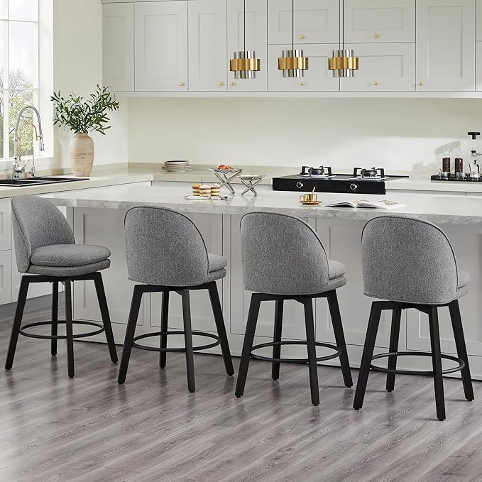 Counter Height Barstools 26 inch Upholstered Swivel Bar Stools - Image 9