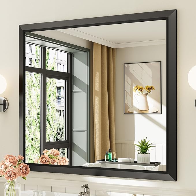 40x36 Inch Black Bathroom Mirror by Briivuemodernmirrors