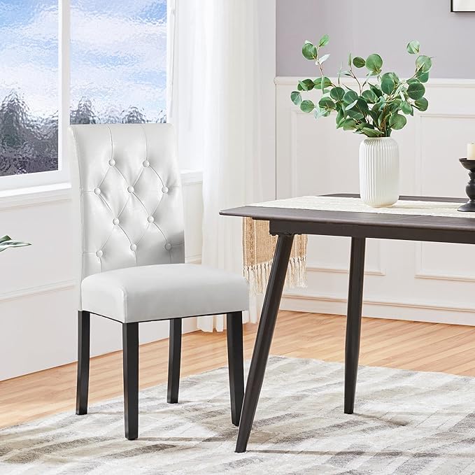 Yaheetech Dining Chairs Set of 2 Modern Style Faux Leather Dining Room Chairs - Image 2