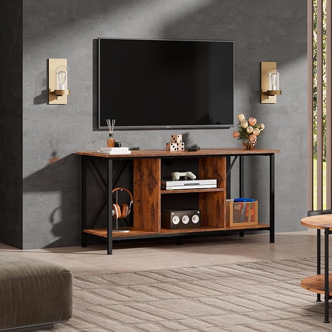 WLIVE TV Stand up to 45 Inch TV, Rustic Brown - Image 2