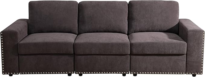 Sectional Couches for Living Room, 93″ Nail-Head Cloud Couches, Modern Comfy 3 - Image 7