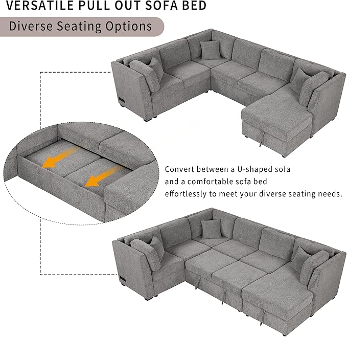 Ball & Cast 108.6" Sleeper Sectional Pull Out Sofa - Image 9
