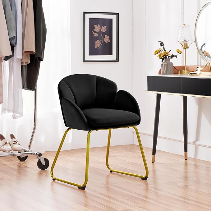 Yaheetech Modern Velvet Armchair, Flower Shaped Makeup Chair Vanity Chair - Image 5