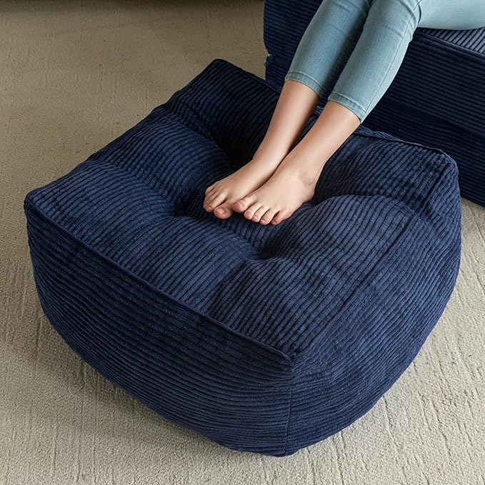 HIGOGOGO Square Stuffed Pouf Ottoman, Corduroy Poufs by HIGOGOGO