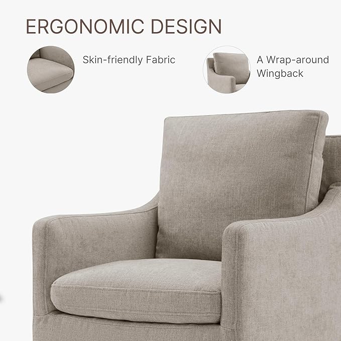 Upholstered Dining Chairs with Casters No Assembly Modern Accent Armchair with - Image 4