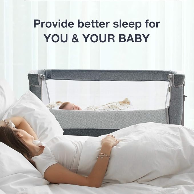 RONBEI Baby Bassinet Bedside Sleeper, Height Adjustable Bedside Bassinet - Image 3
