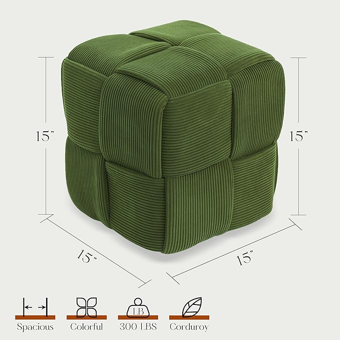 Ottoman Foot Rest Soft and Comfortable Ottoman Square Corduroy Woven Design - Image 3