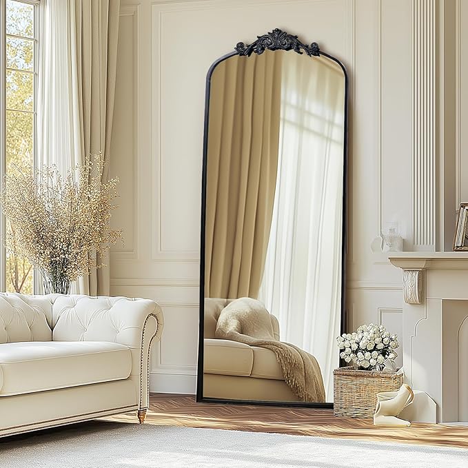 AIXI HOME Antique Black Arch Full Wall Mirror, Baroque Inspired Home Decor - Image 6