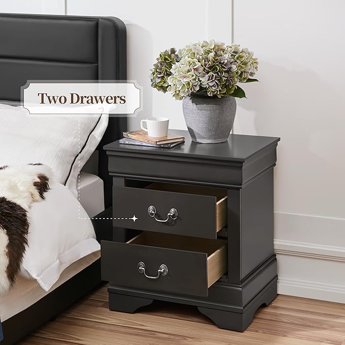 Yaheetech Fully-Assembled Nightstands Set of 2, 2-Drawer Nightstands Large - Image 8