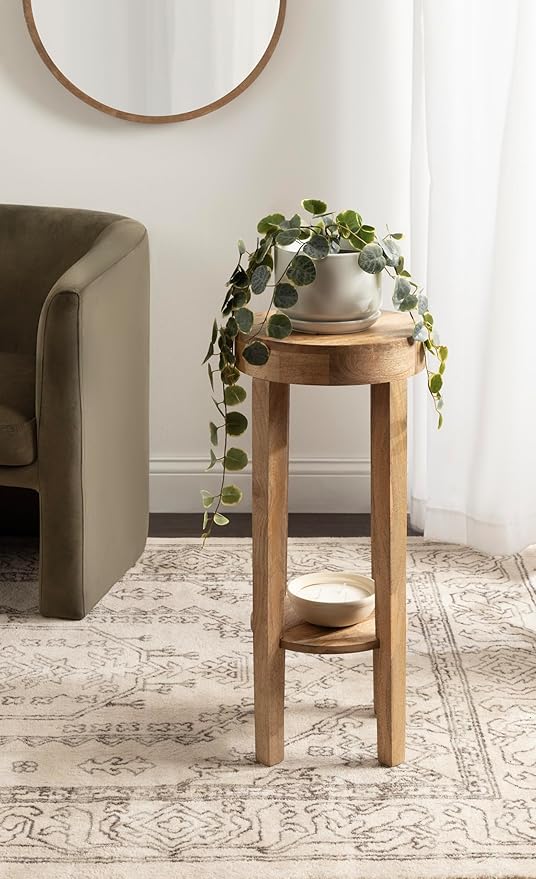 Kate and Laurel Talcott Modern Round Wood Side Table, Natural Wood, - Image 2