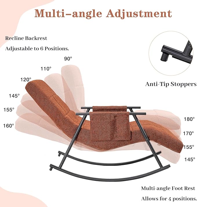 VECELO High Back Nursery Rocking Chair - Image 3