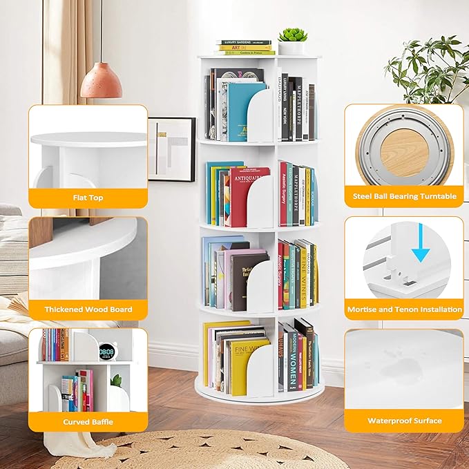 Rotating Bookshelf Tower, 360 Spinning Book Shelf - Image 4