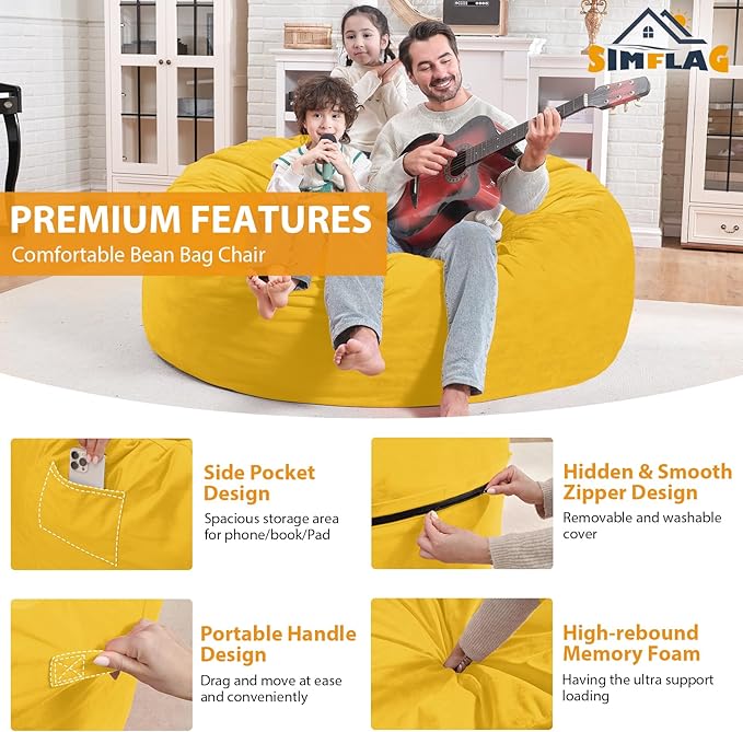 4FT Bean Bag Chair, Large Bean Bag Chairs - Image 4