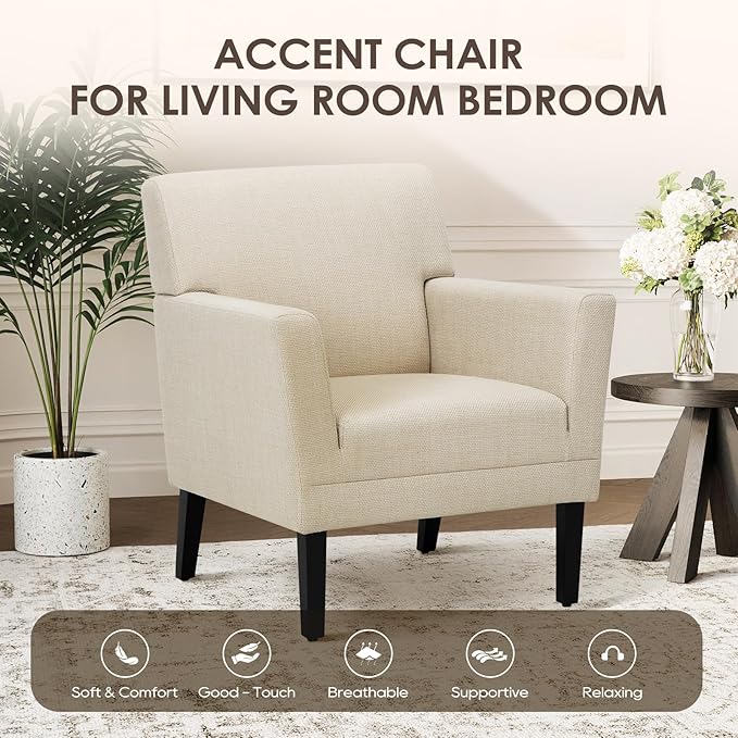 COLAMY Accent Chair Set of 2 for Living Room, Modern Upholstered Fabric Accent - Image 3