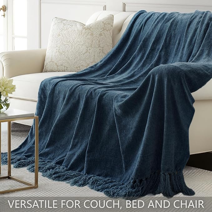 Chenille Throw Blanket for Couch 60"X 80" Twin, Soft Cozy Throws - Image 4