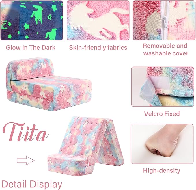 Tiita Folding Sofa Bed for Kids, Toddler Fold Out Couch Bed - Image 8
