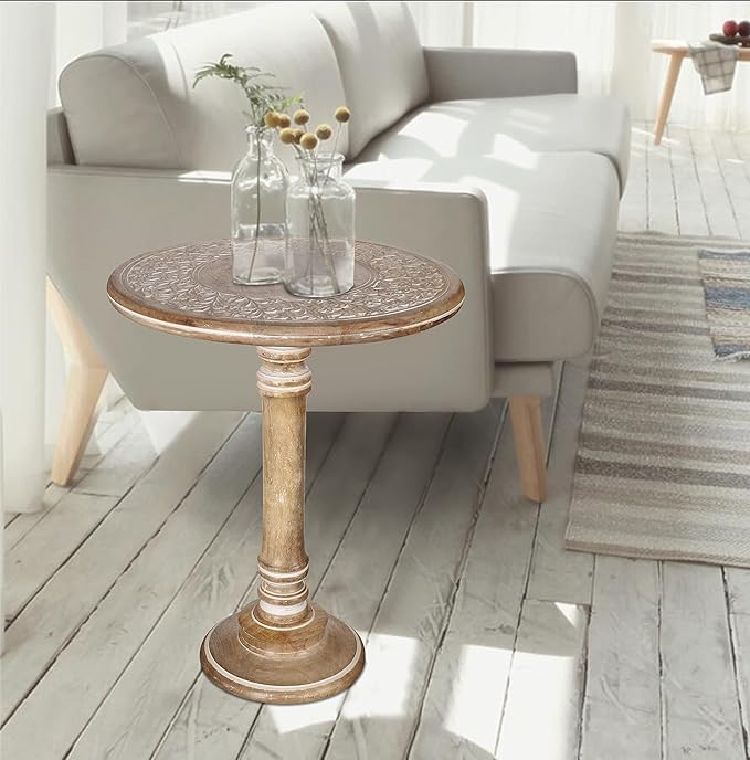 Lightnpro Handcrafted Wooden Single Pillar Table - Image 7