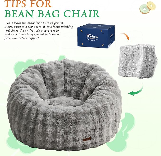 Hobestluk Bean Bag Chair Oversized Bean Bag Chair - Image 6