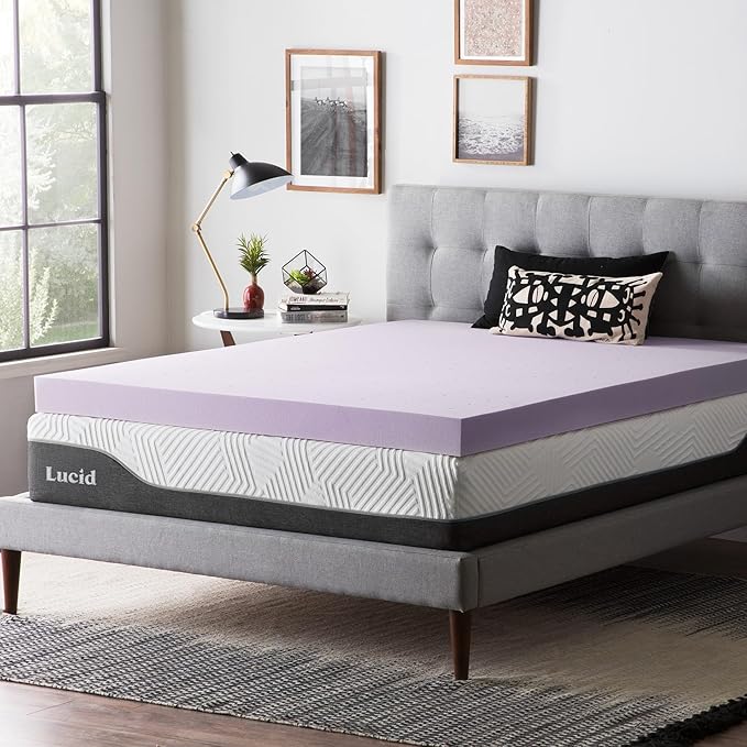 Lucid 4 Inch Lavender Infused Memory Foam Mattress Topper by Lucid