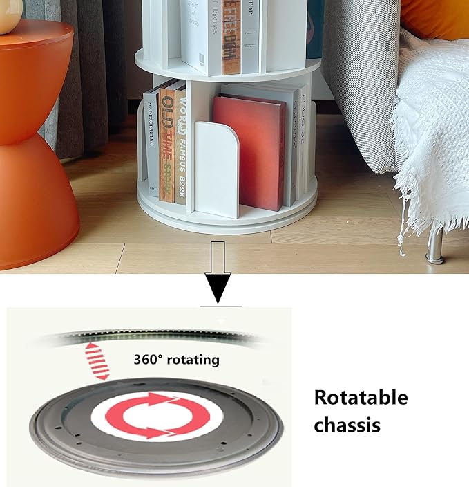 Heehee Rotating Bookshelf 360 Display Floor Standing Bookcase Storage Rack - Image 6
