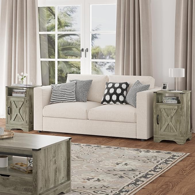 RoyalCraft Nightstand Set of 2, Tall Farmhouse Bedside Table - Image 9