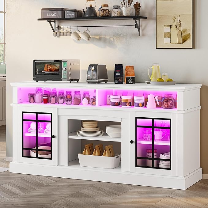 YITAHOME White TV Stand for 75 Inch TV, LED Modern Entertainment Center - Image 8