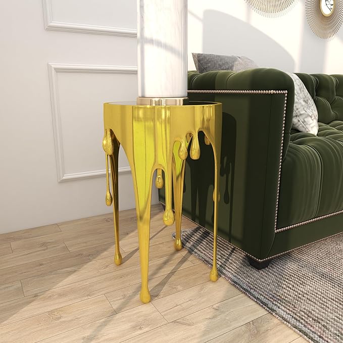 Deco 79 Aluminum Metal Abstract Melting Drip Accent Table - Image 11