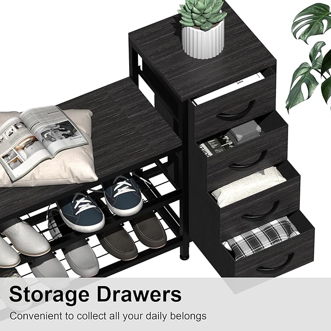 EXOTICA 3 Tier Entryway Bench Shoe Storage Bench - Image 4