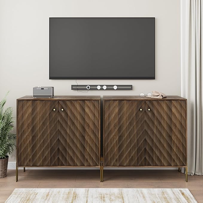 Smuxee Walnut Sideboard Cabinet, Freestanding Buffet Cabinet - Image 8