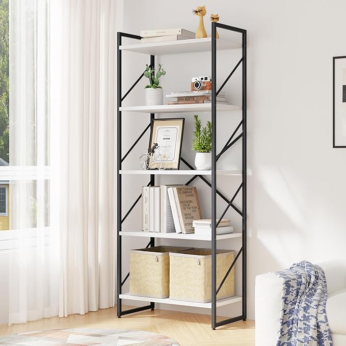 Bookshelf, 5 Tier Bookshelves, Home Office Bookcase Shelf Storage Organizer - Image 2