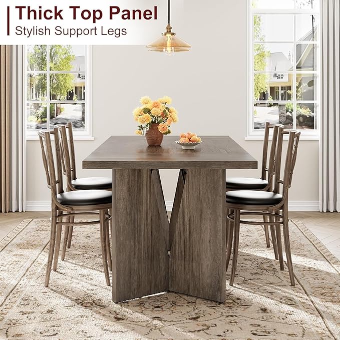 GarveeHome Dining Room Table 6, 70.9'' Rectangular Kitchen Table Dining Room - Image 5