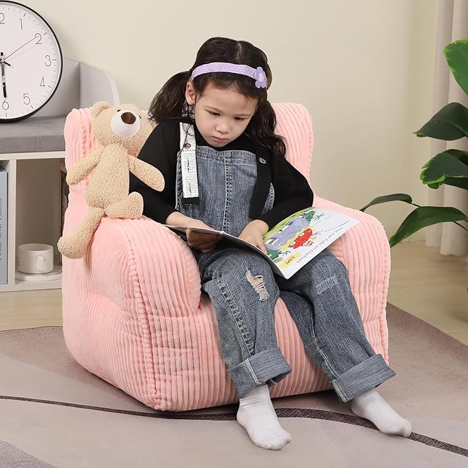 Kids Bean Bag Chair with a Plush Bear, Comfy Toddler Chair - Image 2