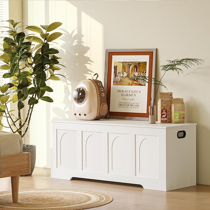 DINZI LVJ Storage Chest, 47.2”Wooden Storage Box - Image 2