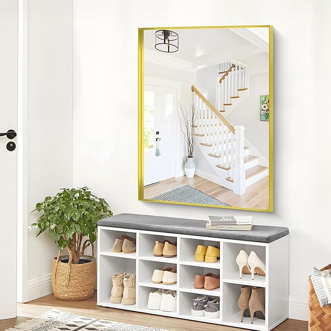 Gold Bathroom Mirror, 36x48 Inch Rectangular Framed Mirror, Large Wall Mounted - Image 5