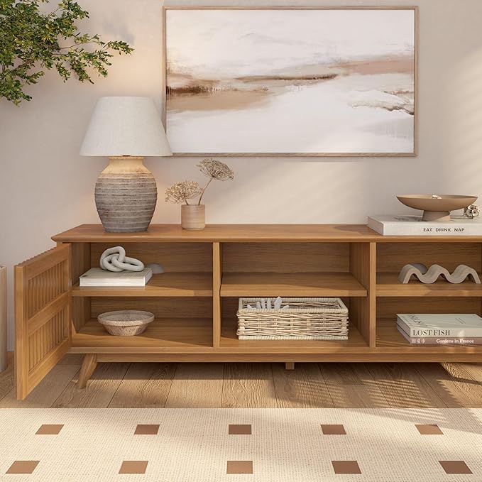 Plank+Beam Mid-Century Modern Wood TV Stand, Solid Wood Entertainment Console - Image 5